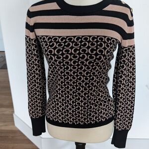 Black and Tan Geometric Cardigan Sweater